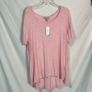 Philosophy 2x soft pink short sleeve hi low hemline nwt rayon spandex blend
